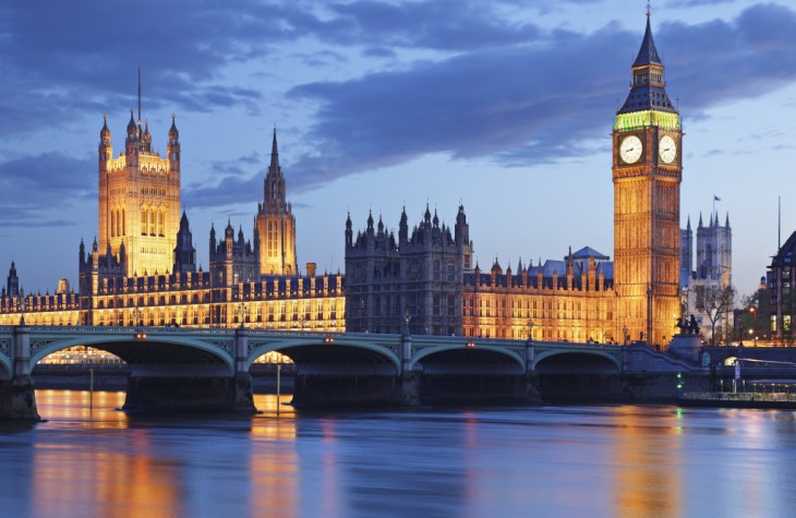 UK London Big Ben Tower Bridge Dusk